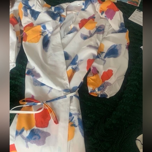 Boho Water Color Abstract Print Wrap Dress - Picture 7 of 7